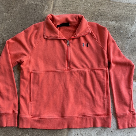 Under Armour 🔥 Coral 3/4 Zip Up Pullover Sweatshirt Sz XS - Picture 8 of 8